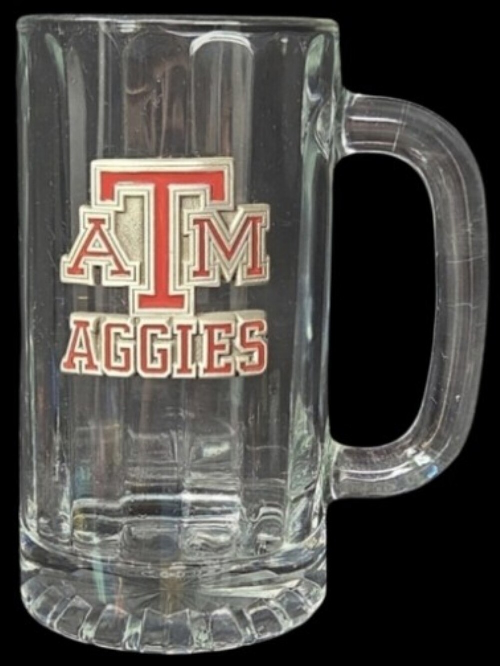 Texas A&M Aggies Clear Glass Stein/Mug With Red Pewter/Metal University Logo